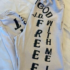Men's Beige Graphic Sweatpants